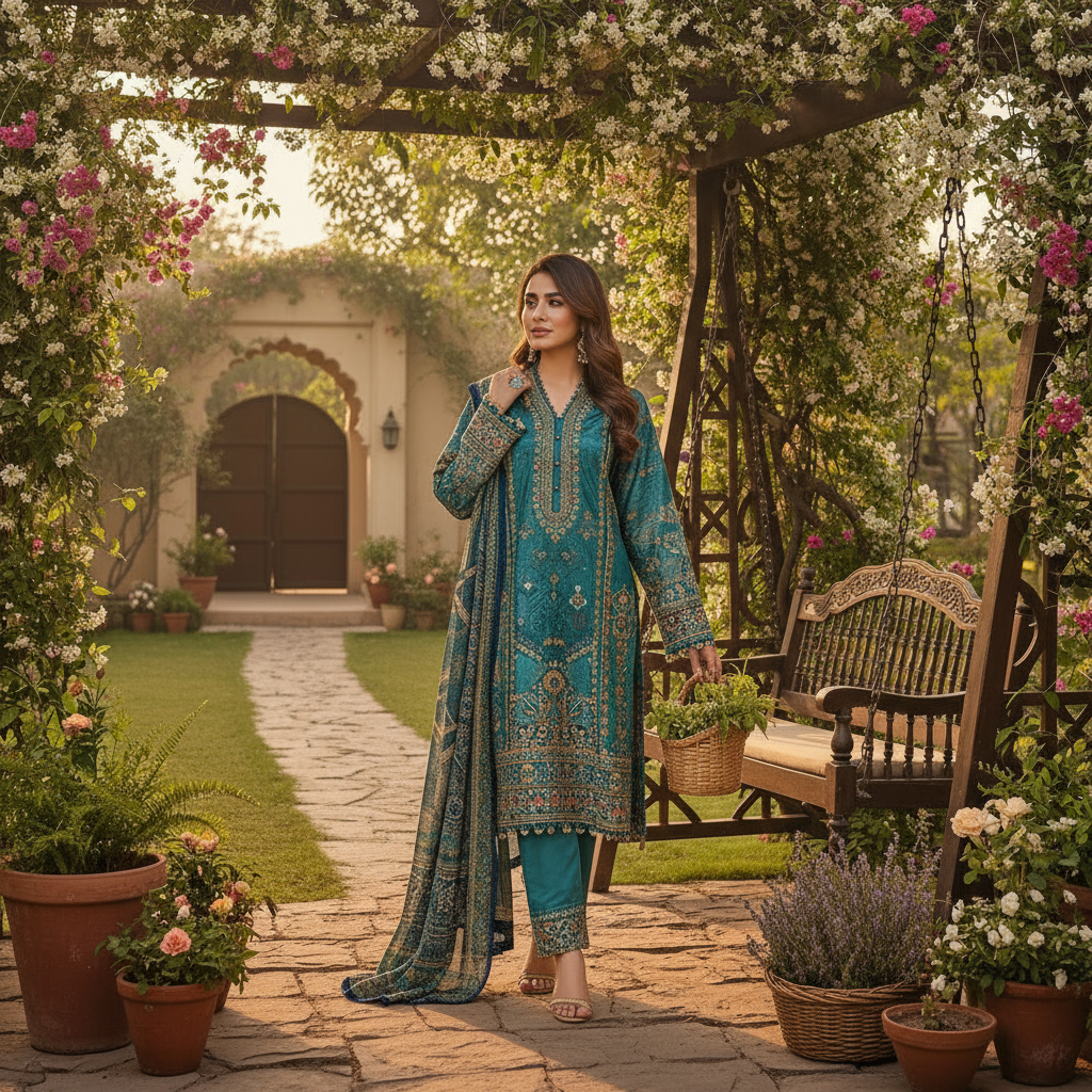 Blue Luxury Ethnic Wear Kurti Set for Women - Sufiana