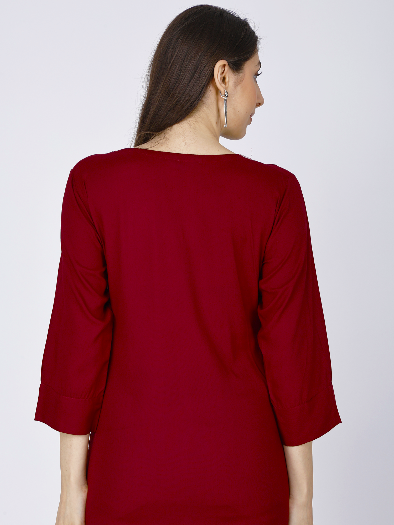 Maroon Embroidered Short Kurti for Women - Sufiana