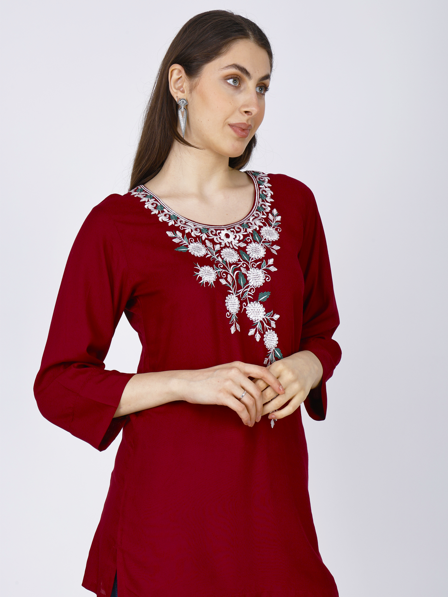 Sufiana Stylish Red Short Kurti for Women | Casual & Ethnic Wear Short Kurti