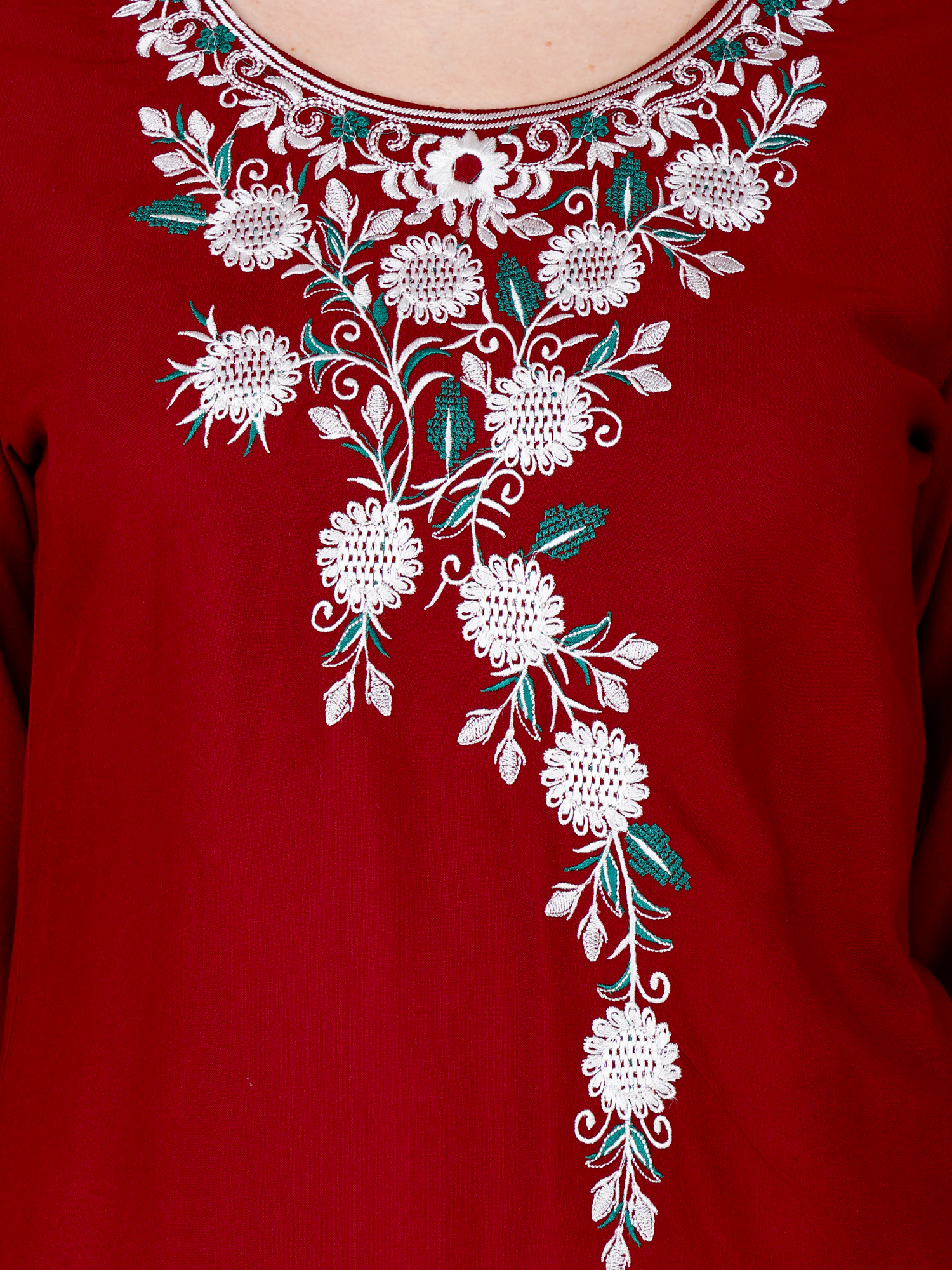 Maroon Embroidered Short Kurti for Women - Sufiana