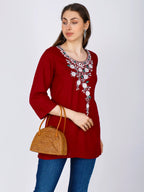 Sufiana Maroon Tunic For Women - Sufiana