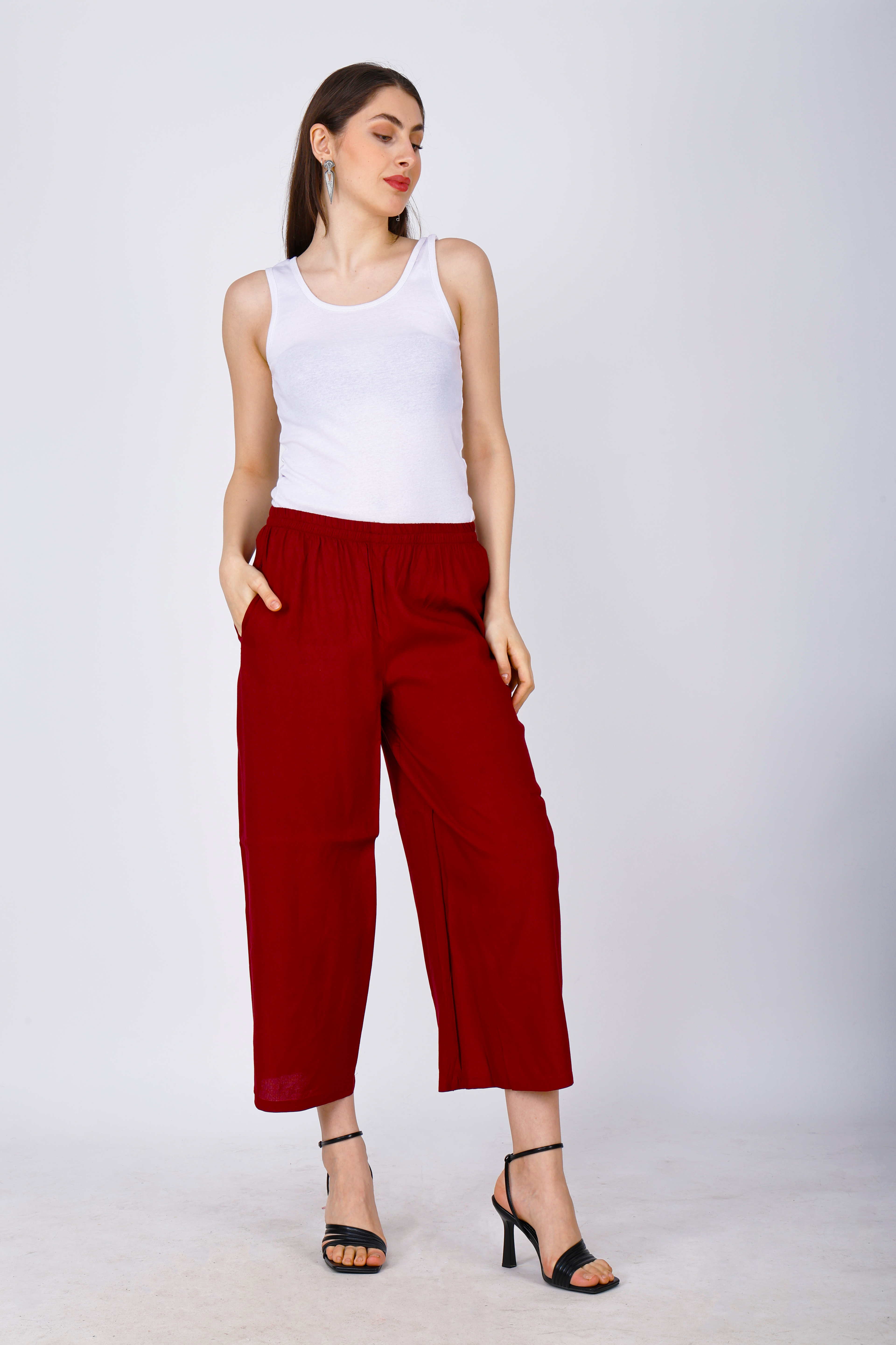 Maroon Palazzo for Women Premium Rayon Style - Sufiana
