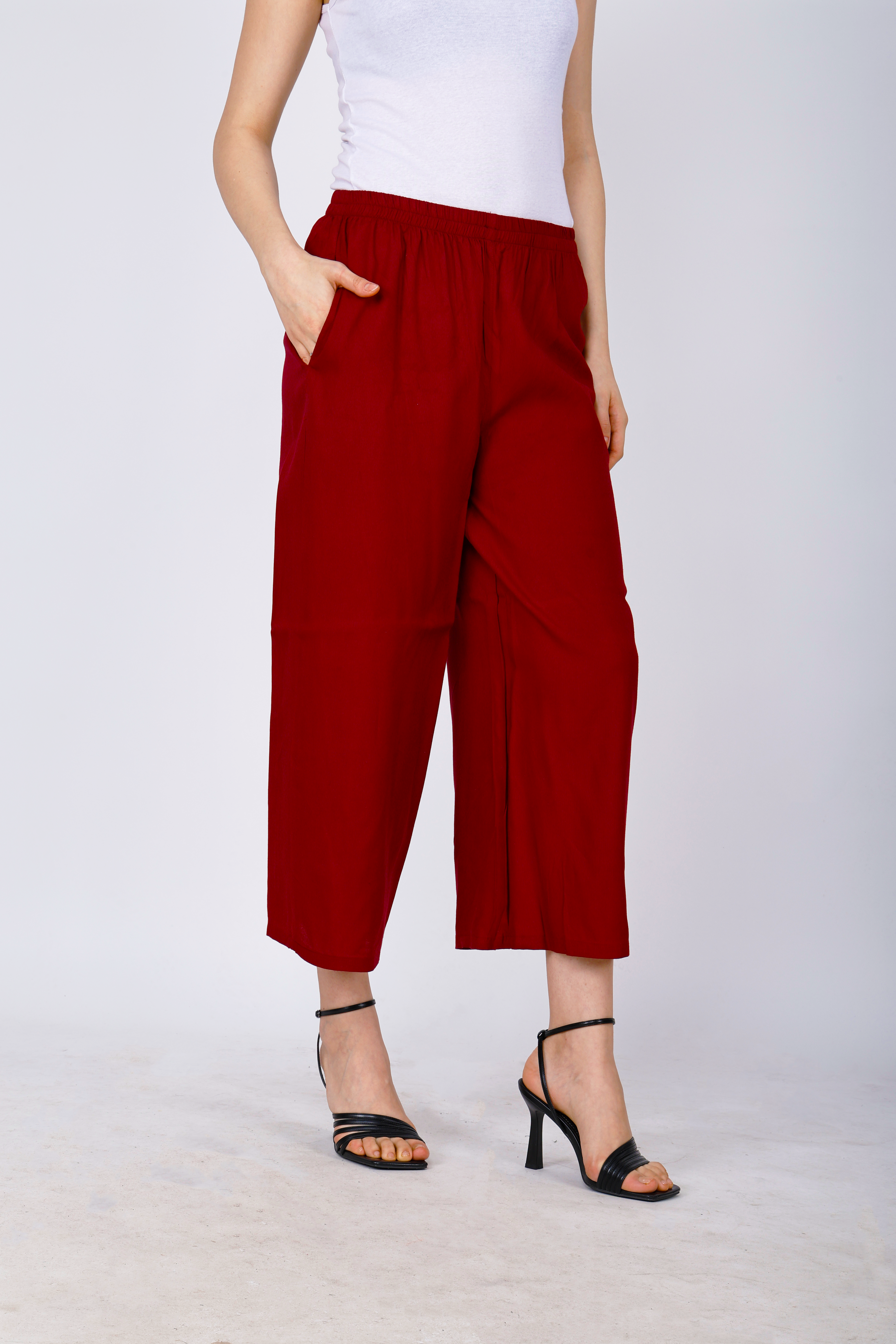 Maroon Palazzo for Women Premium Rayon Style - Sufiana