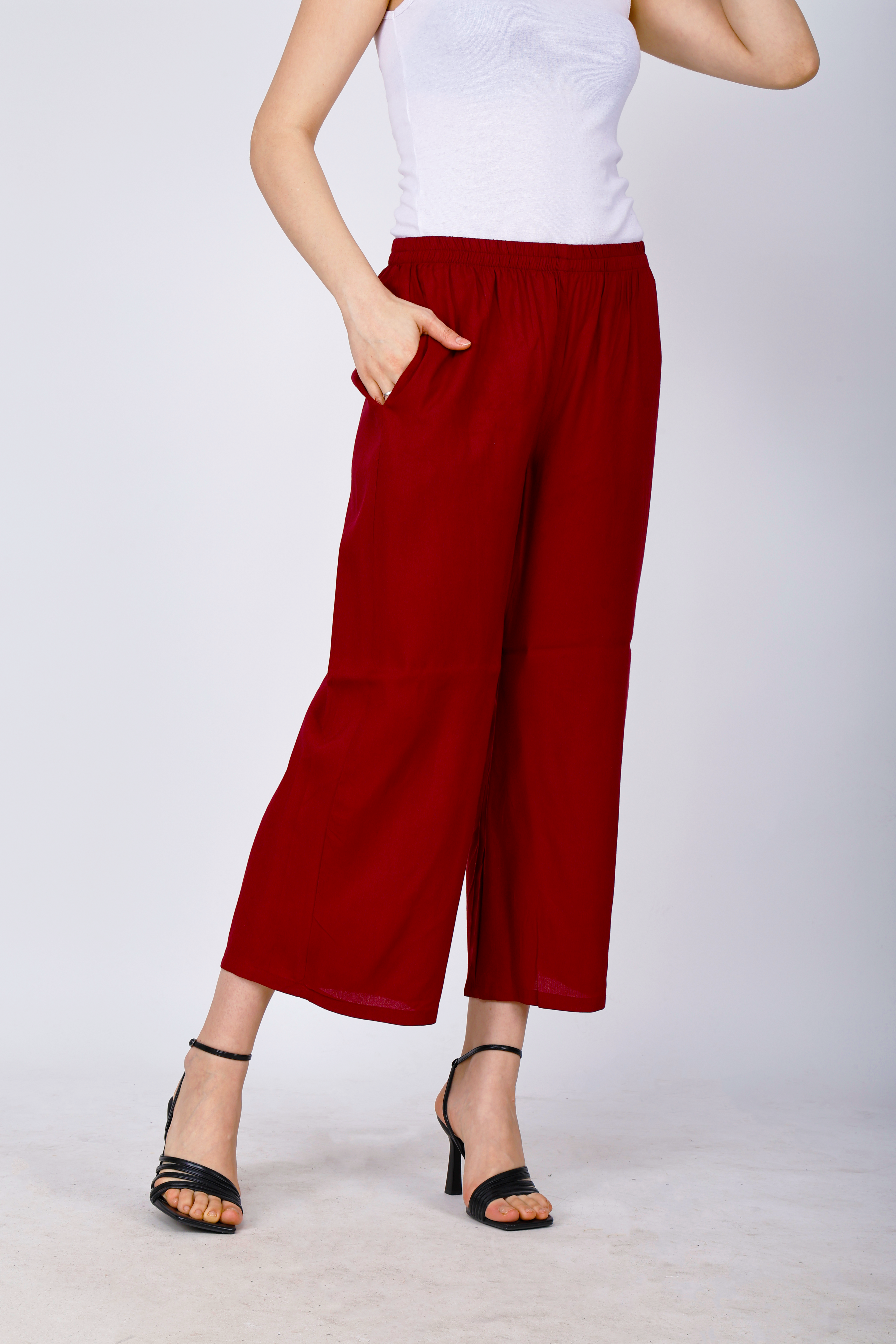 Maroon Palazzo for Women Premium Rayon Style - Sufiana