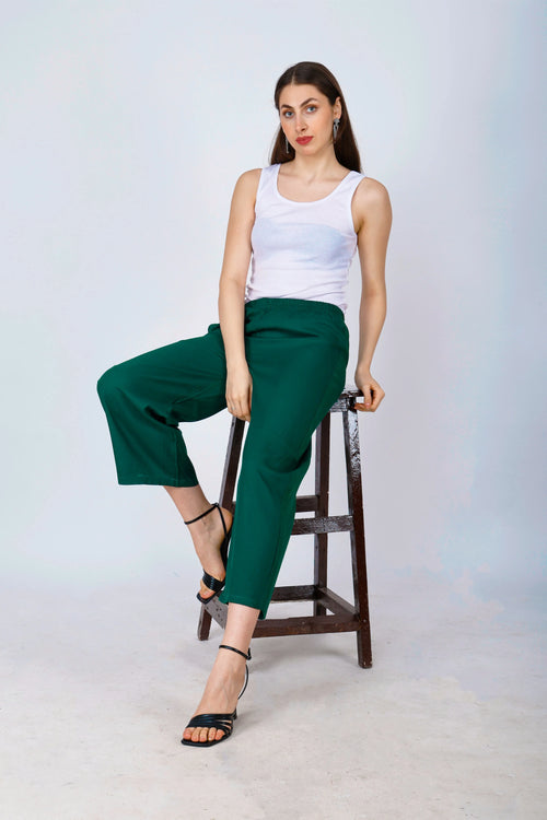 Sufiana Dark Green Viscose Rayon Palazzo Pants for Women - Sufiana