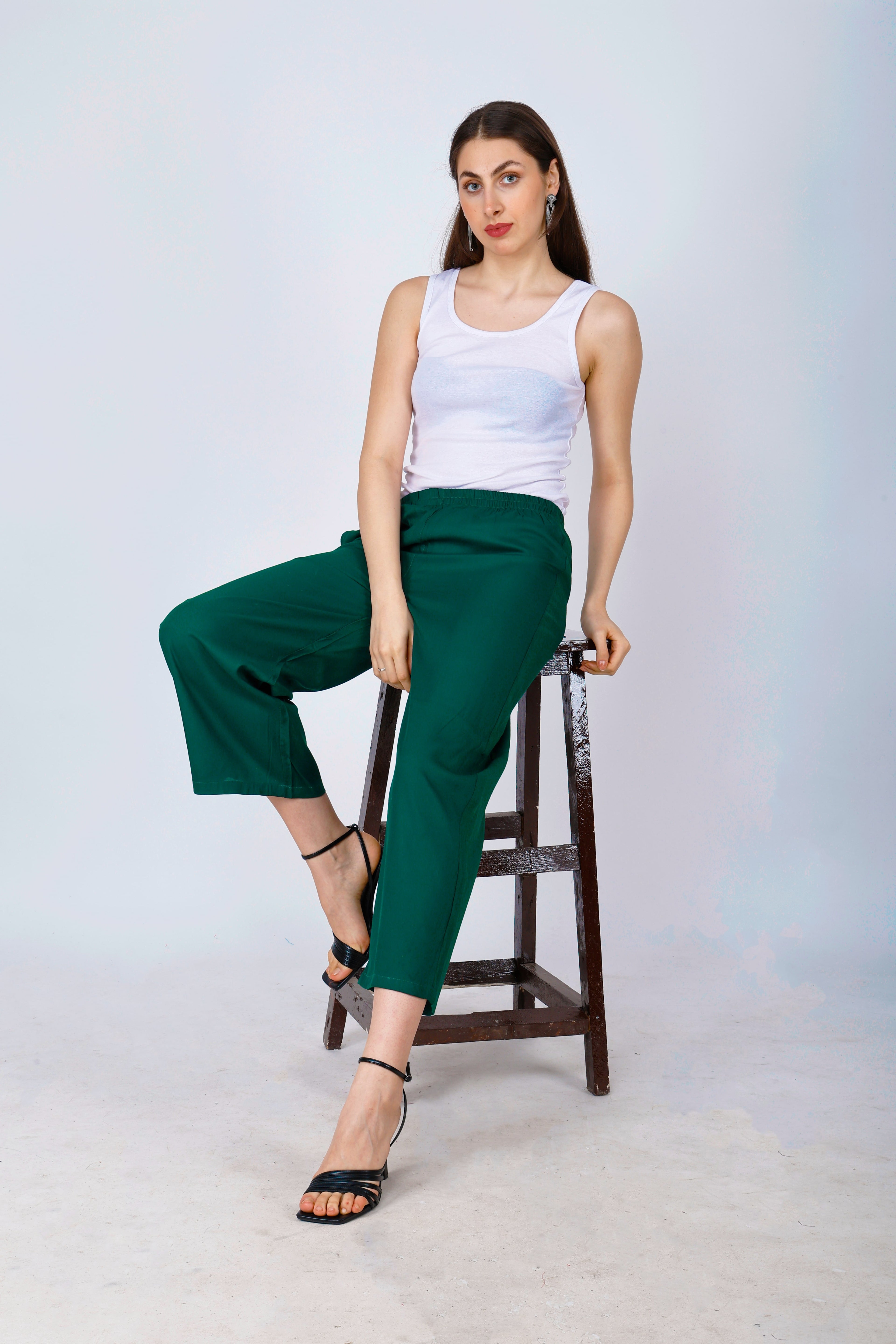 Green Palazzo for Women Premium Rayon Comfort - Sufiana