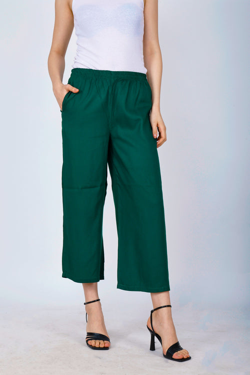Sufiana Elegant Dark Green Palazzo for Women | Stylish Casual & Ethnic Wear Palazzo Pants