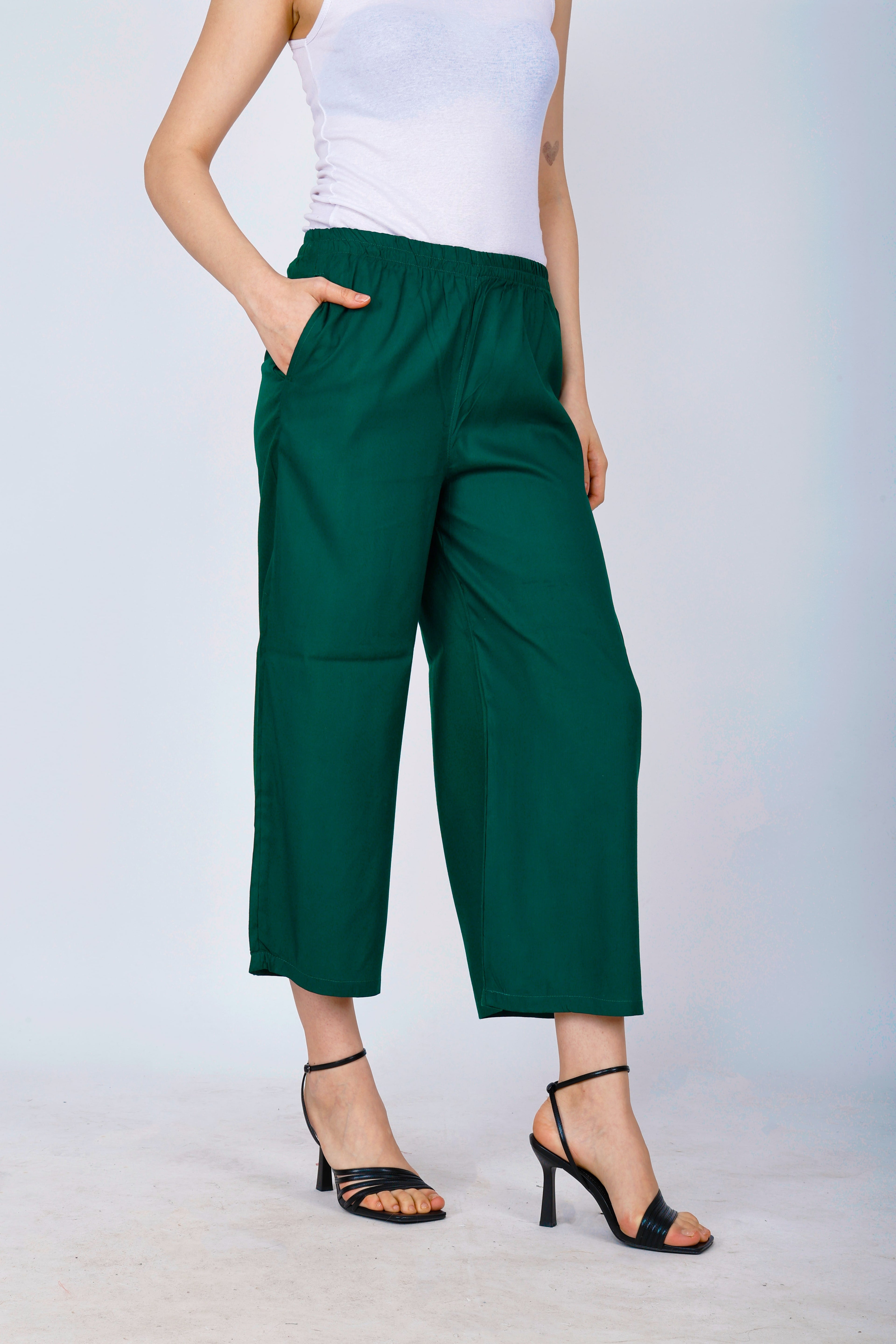 Green Palazzo for Women Premium Rayon Comfort - Sufiana