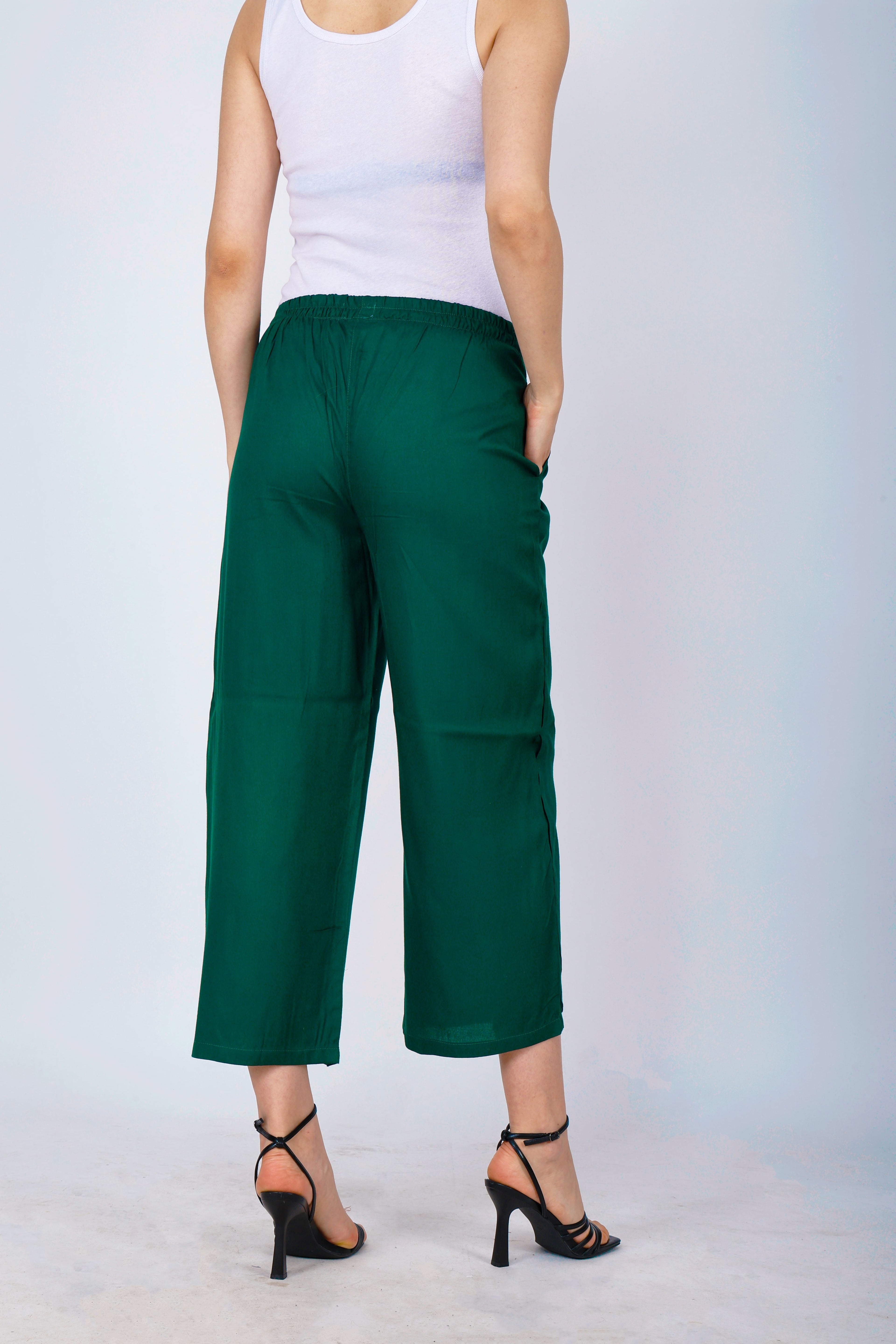 Green Palazzo for Women Premium Rayon Comfort - Sufiana