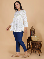 Green Floral Flare Dress Kurti - Sufiana