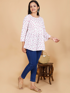Maroon Floral Flare Dress Kurti - Sufiana