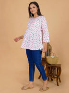 Sufiana White Floral Maroon Short Frock for Women - Sufiana