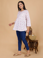 Maroon Floral Flare Dress Kurti - Sufiana