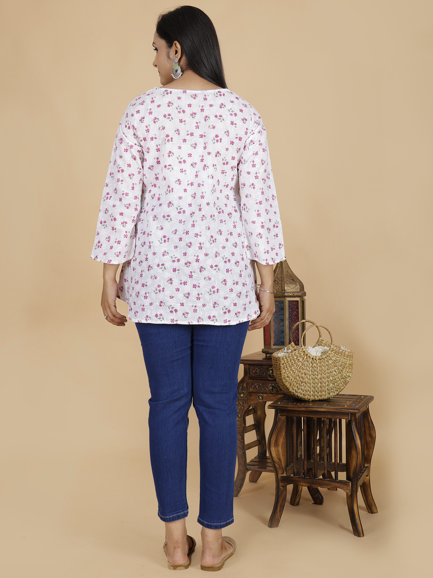 Maroon Floral Flare Dress Kurti - Sufiana