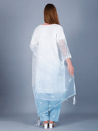 Sufiana White & Blue Embroidered 3 Piece Suit for Women Premium Georgette - Sufiana