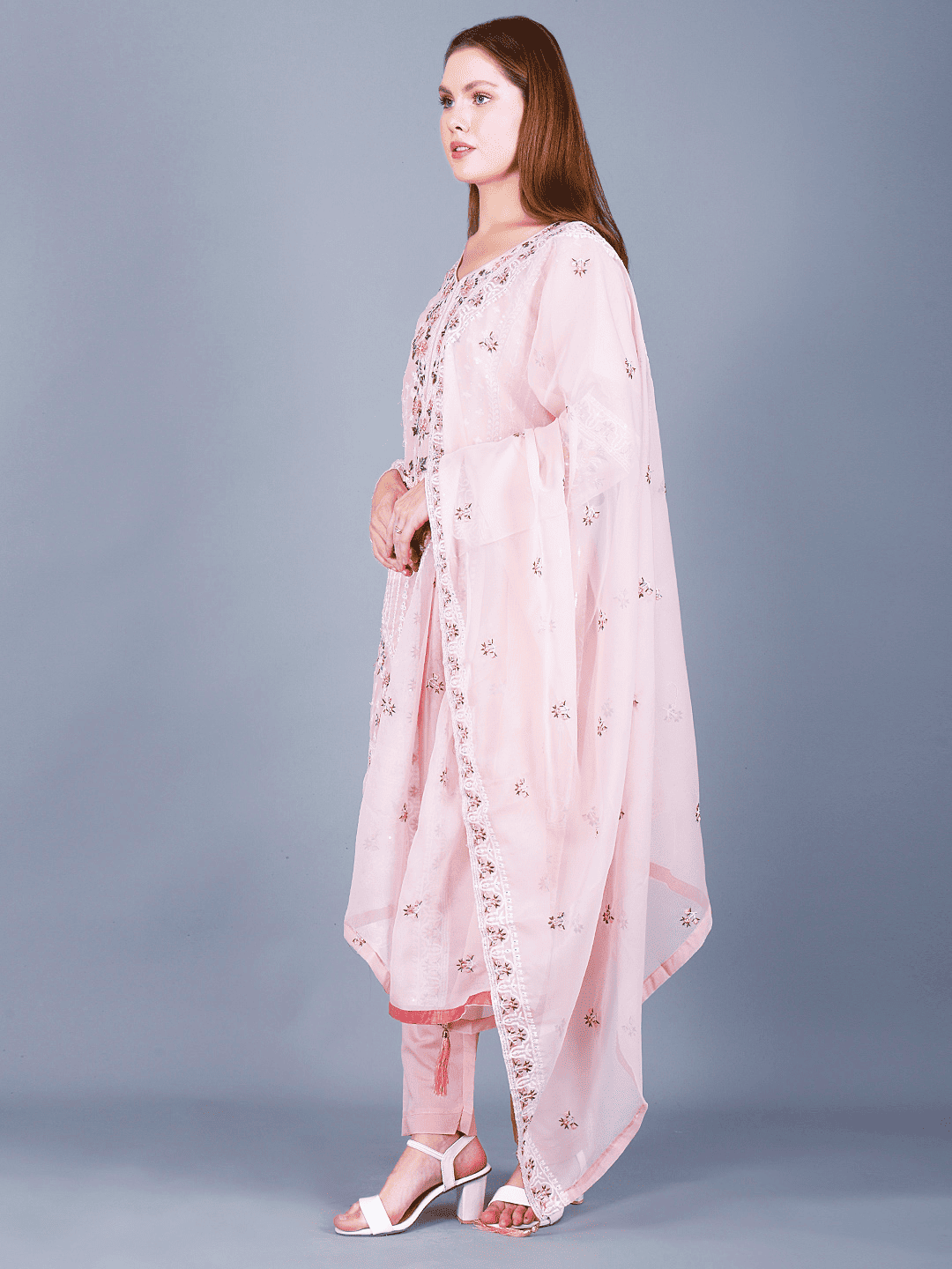 Pink Kurta Pant Set – Elegant Georgette Ensemble - Sufiana