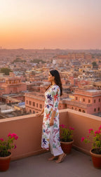 Sufiana Off White Cotton Kurti with Digital Floral Print - Sufiana