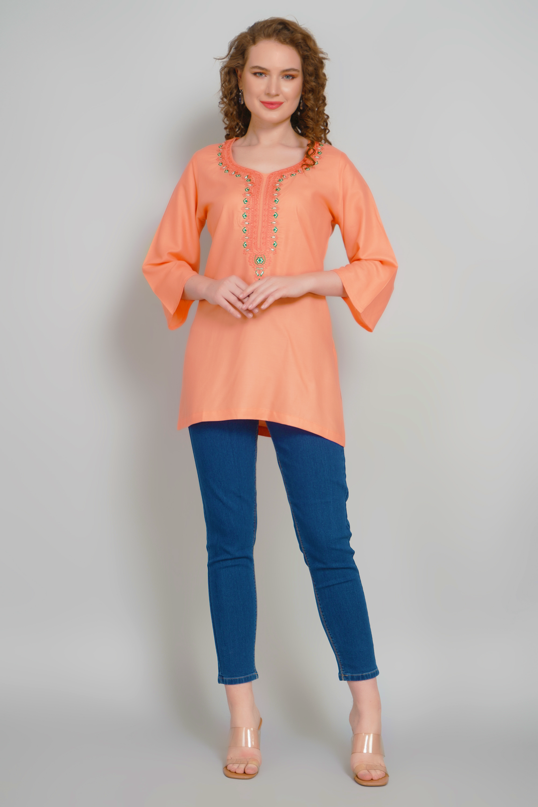 Embroidered Copper Short Tunic