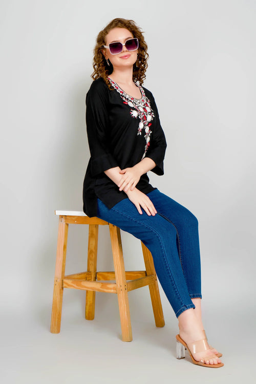 Sufiana black Tunic For Women - Sufiana