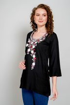 Black Embroidered Short Kurti for Women Stylish Casual & Party Wear - Sufiana