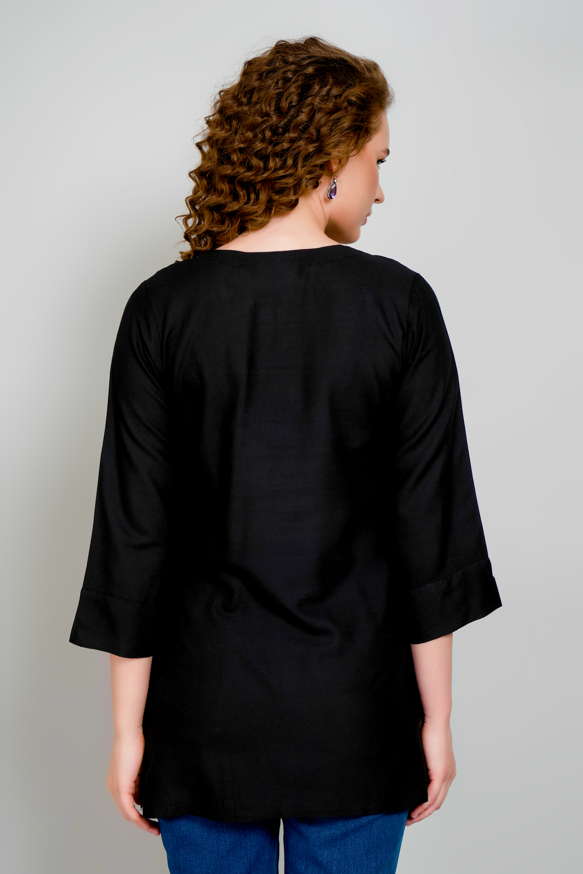 Black Embroidered Short Kurti for Women Stylish Casual & Party Wear - Sufiana