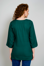 Green Short Kurti Premium Rayon Ethnic Wear for Women - Sufiana