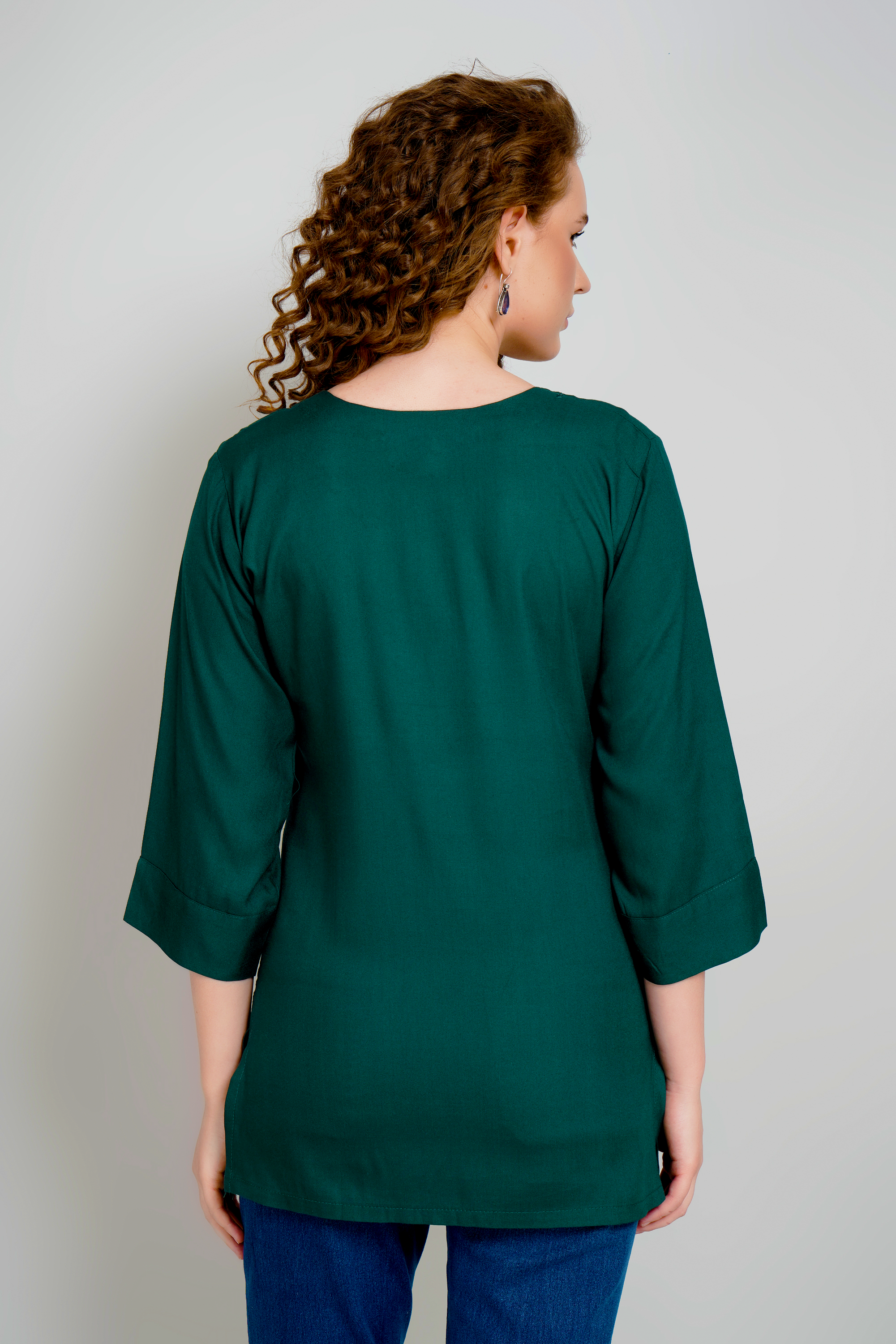 Green Short Kurti Premium Rayon Ethnic Wear for Women - Sufiana