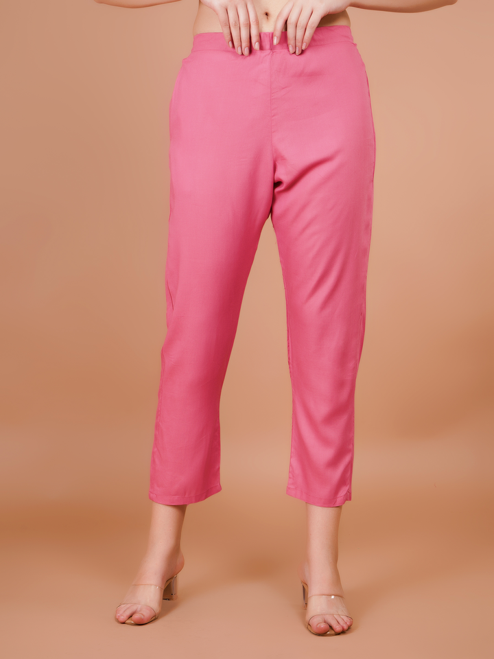 Pink Cotton Trouser Pants