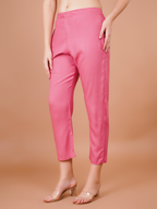 Dark Pink Trouser Pants for Women Premium Rayon Comfort - Sufiana