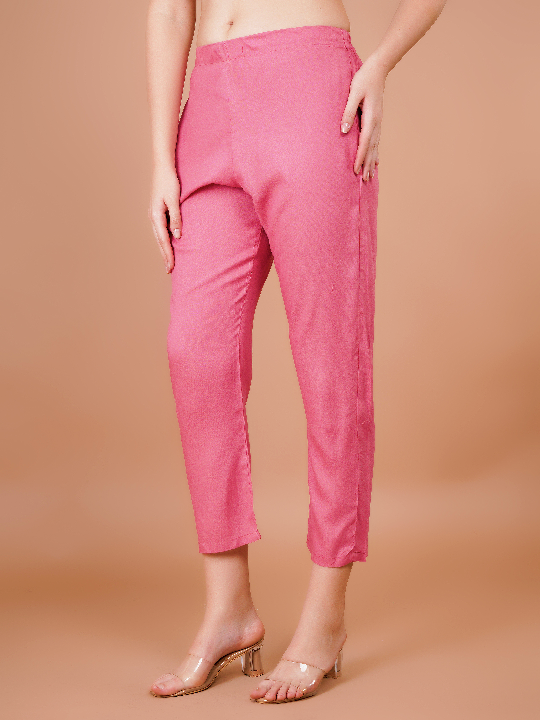 Dark Pink Trouser Pants for Women Premium Rayon Comfort - Sufiana