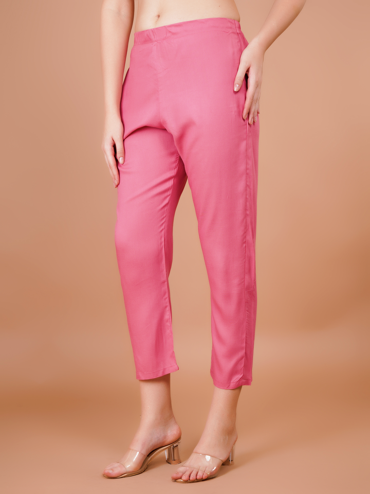 Pink Cotton Trouser Pants
