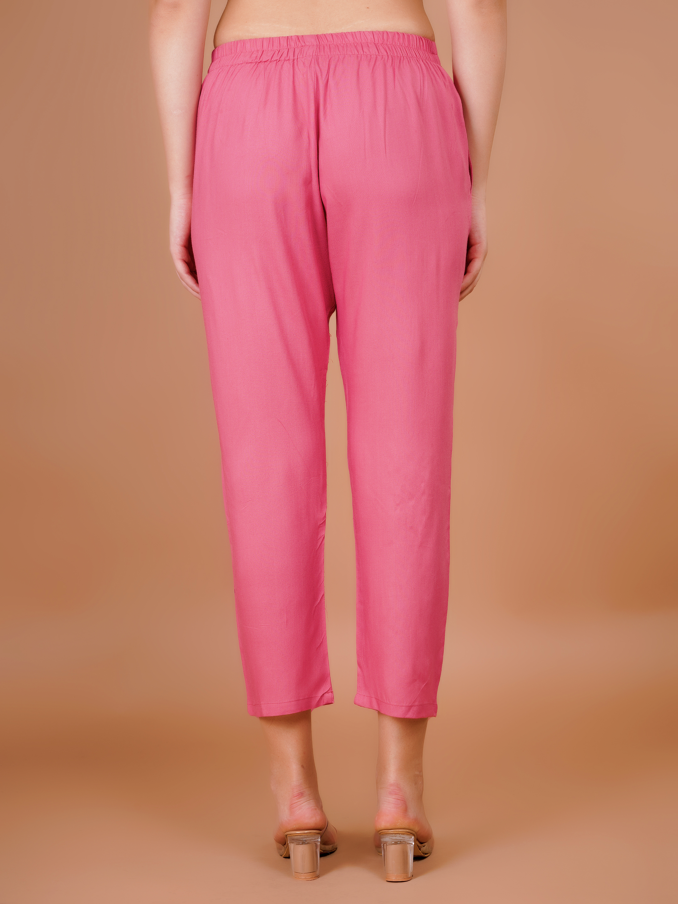 Dark Pink Trouser Pants for Women Premium Rayon Comfort - Sufiana