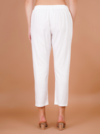 White Trouser Pants for Women Premium Rayon Fit - Sufiana