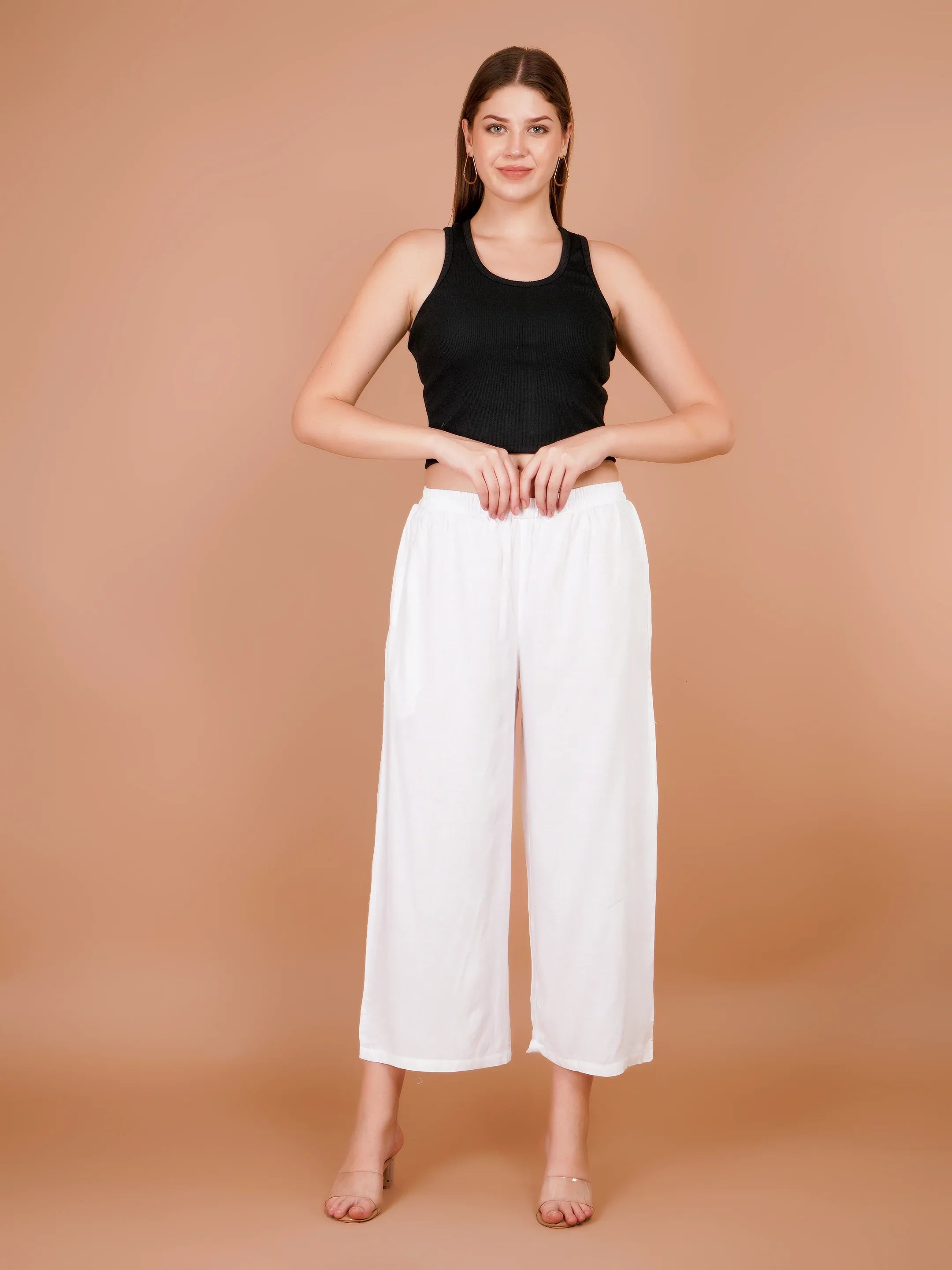 White Palazzo For Women - Sufiana