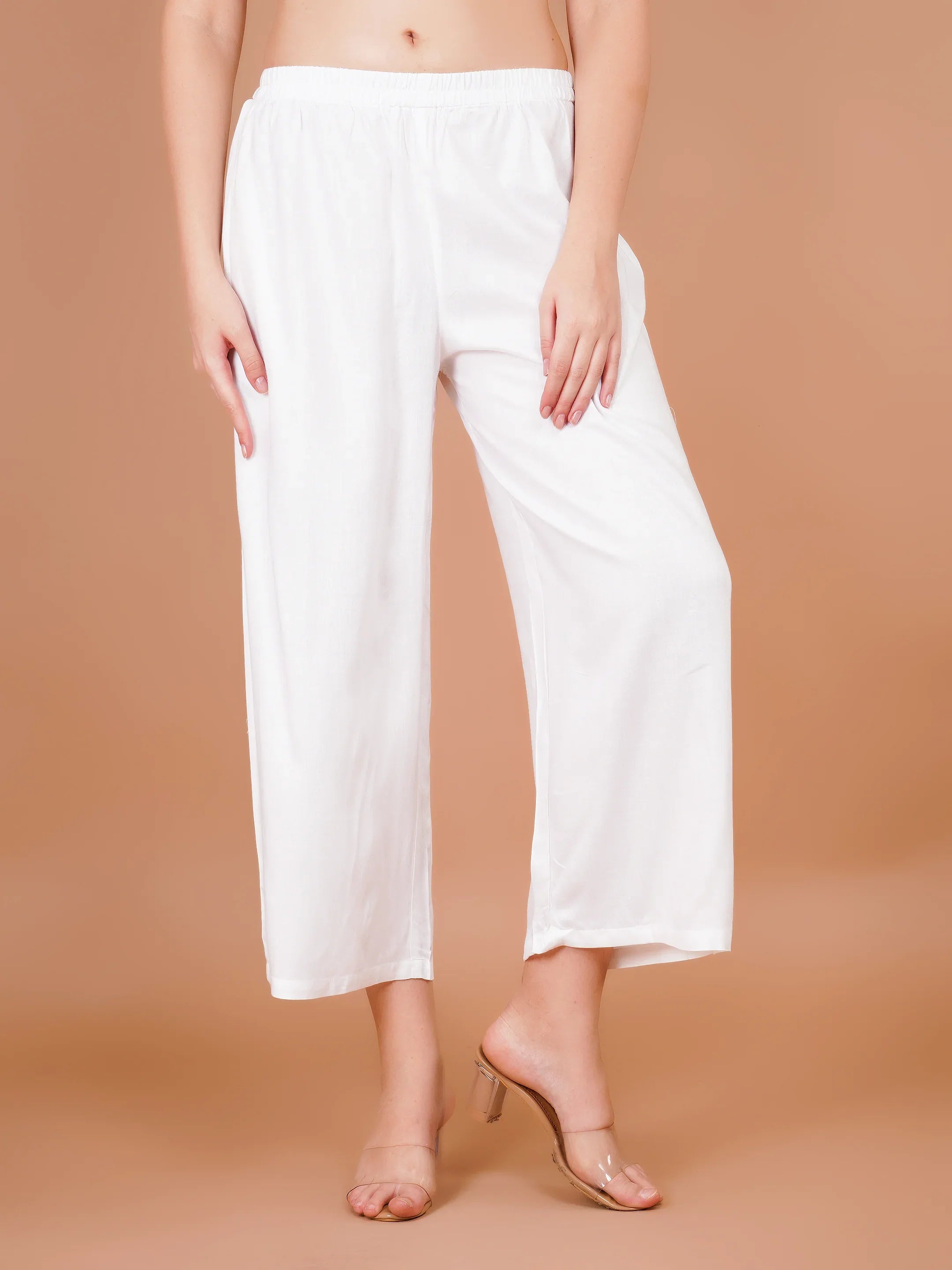 White Palazzo For Women - Sufiana