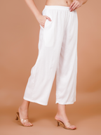 White Palazzo for Women Premium Rayon Comfort - Sufiana