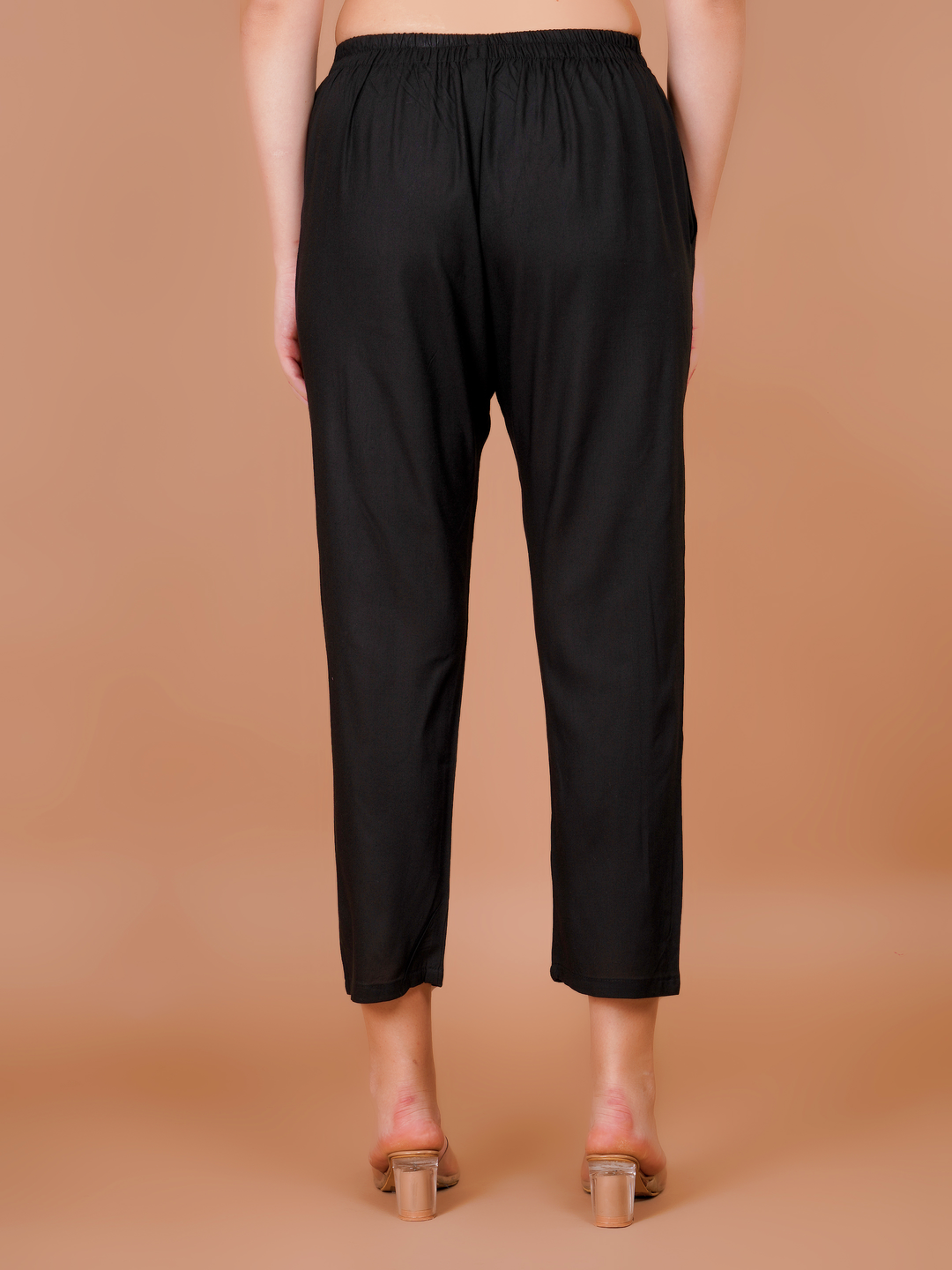 Black Rayon Trouser For Women
