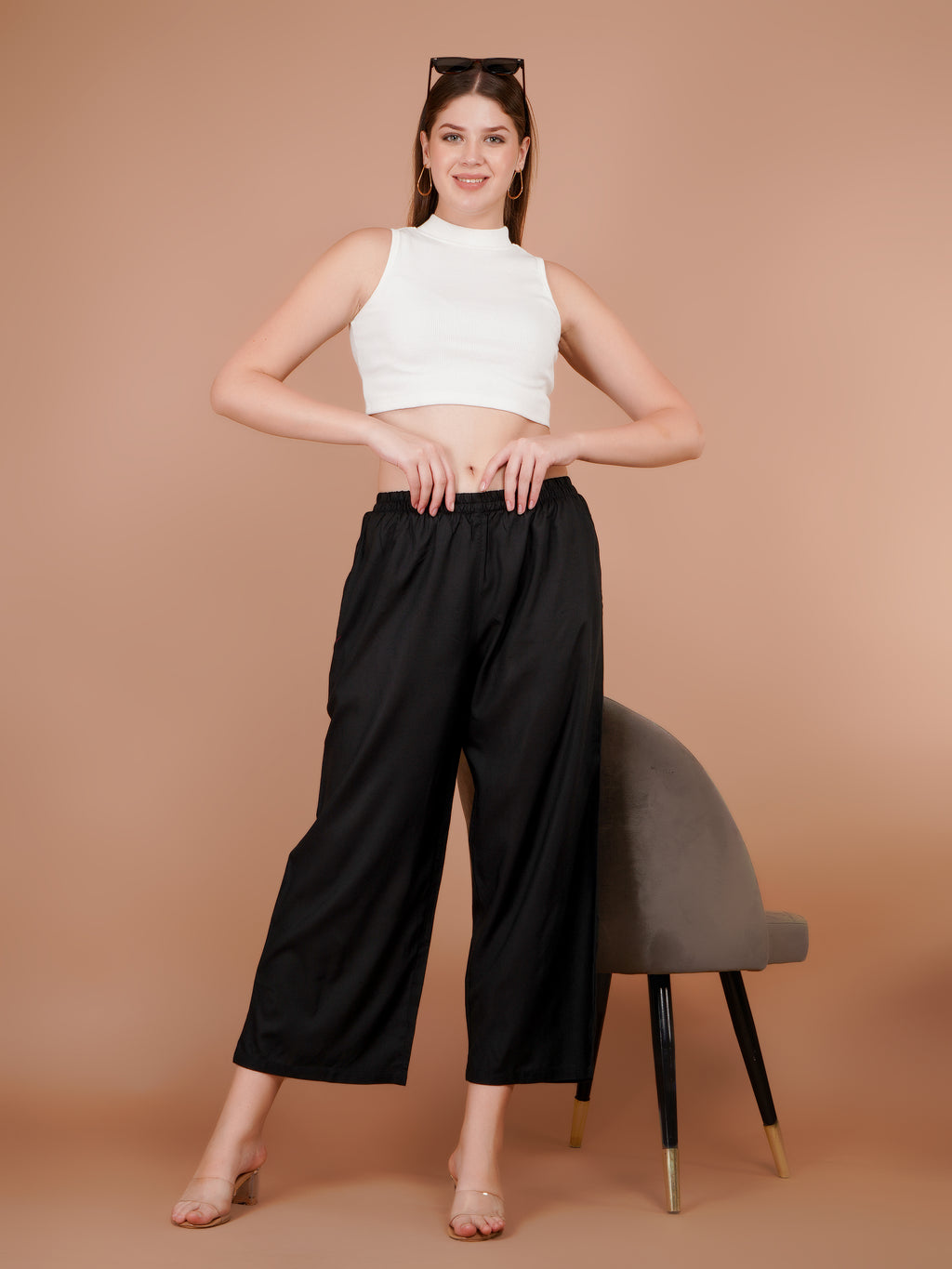Black Palazzo for Women Premium Rayon Elegance - Sufiana