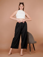 Black Palazzo for Women Premium Rayon Elegance - Sufiana