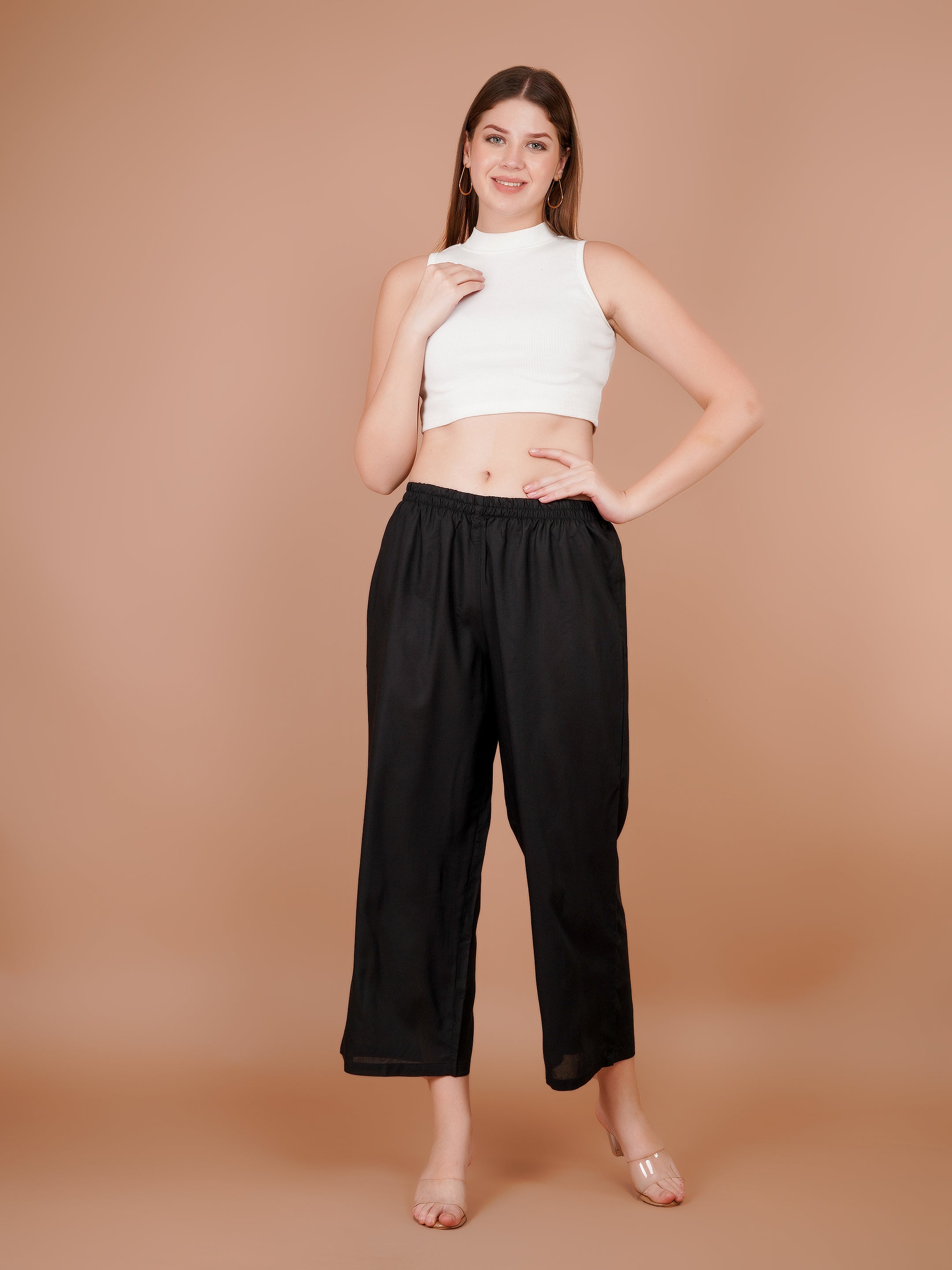Black Palazzo for Women Premium Rayon Elegance - Sufiana