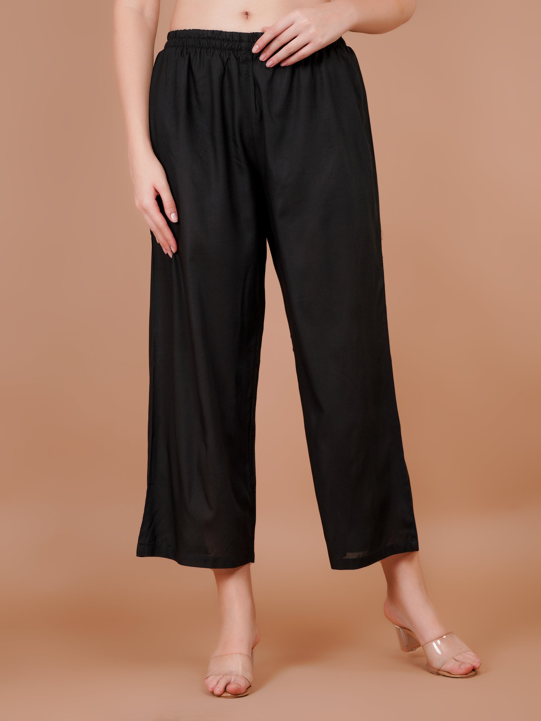 Black Palazzo for Women Premium Rayon Elegance - Sufiana