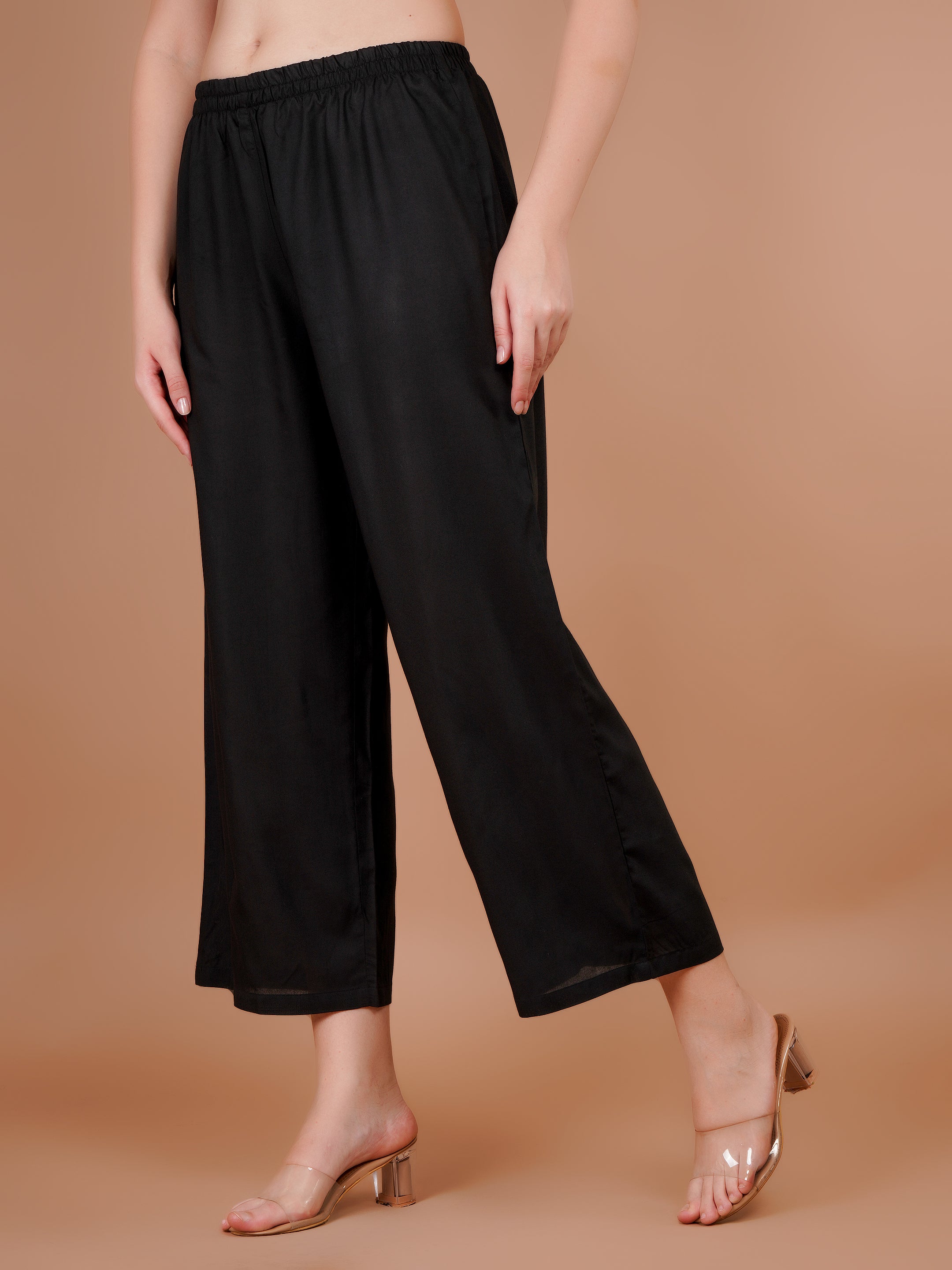 Black Palazzo for Women Premium Rayon Elegance - Sufiana