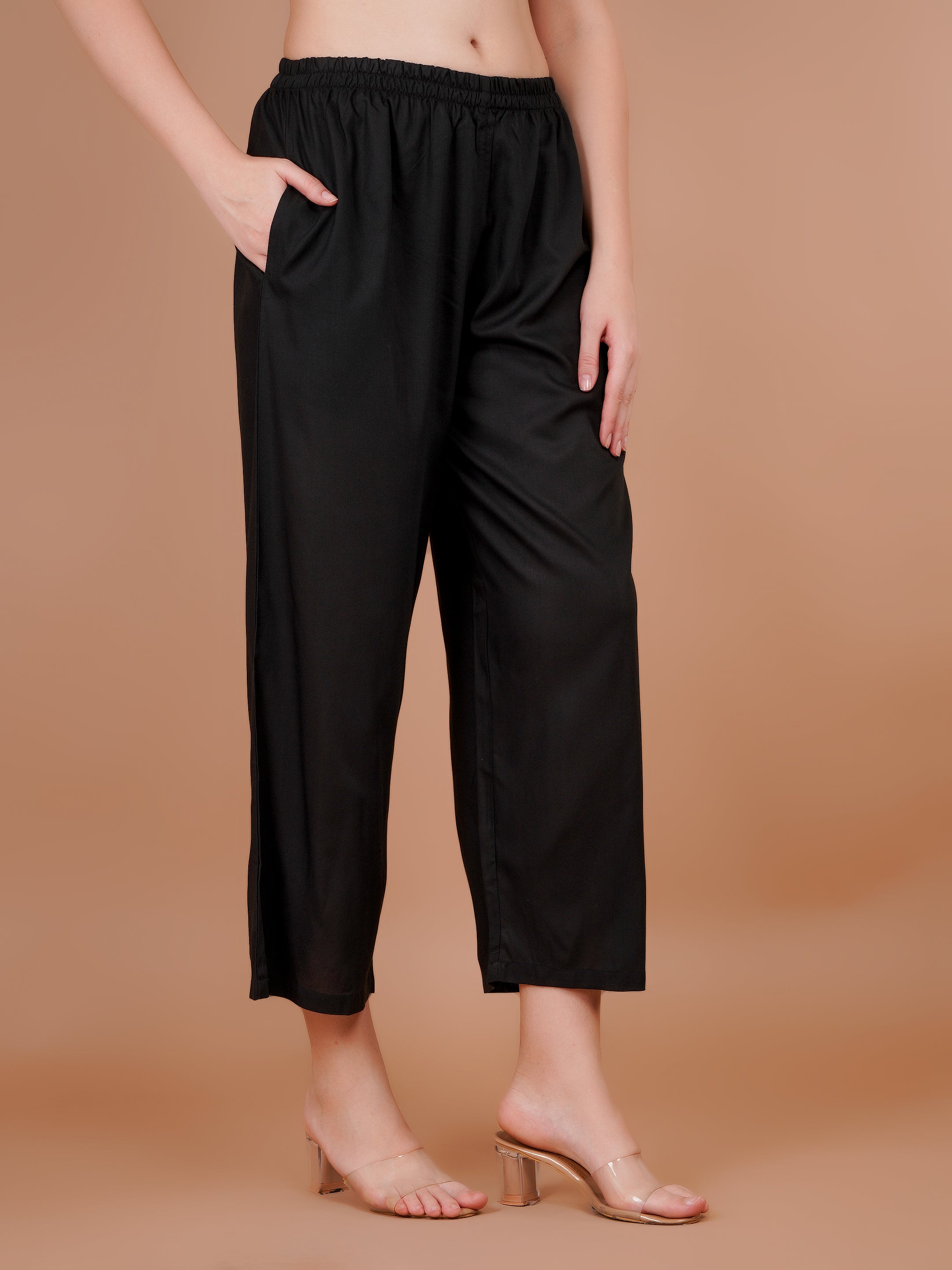 Black Palazzo for Women Premium Rayon Elegance - Sufiana