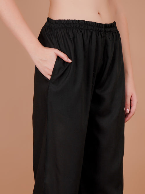 Sufiana Elegant Black Palazzo for Women | Stylish Casual & Ethnic Wear Palazzo Pants