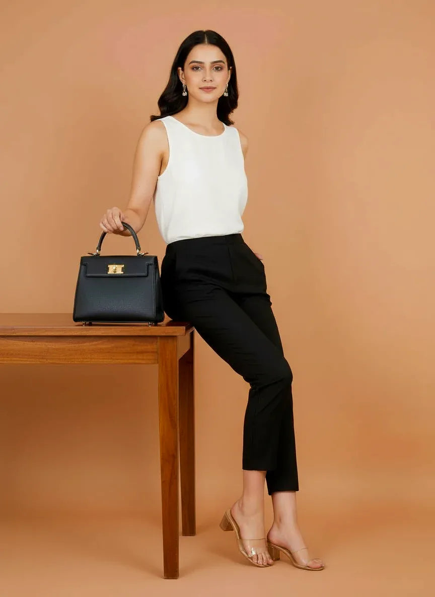 Black Fromal Trouser Pants For Women - Sufiana