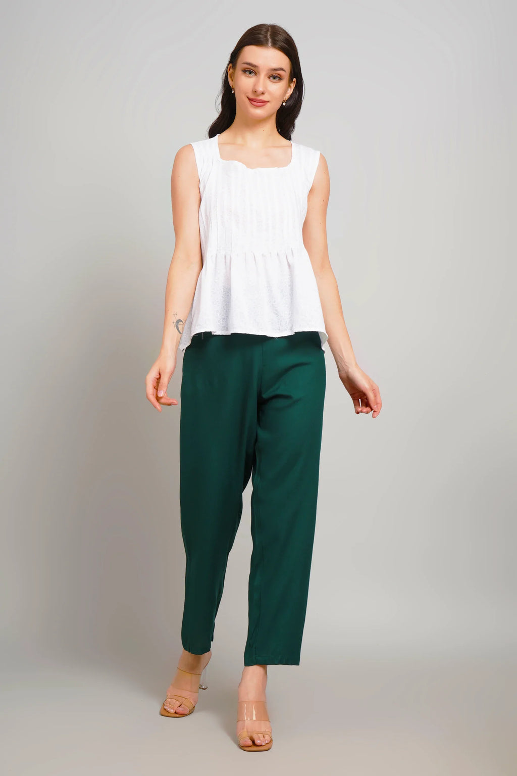 Sufiana Dark Green Trouser Pants For Women - Sufiana