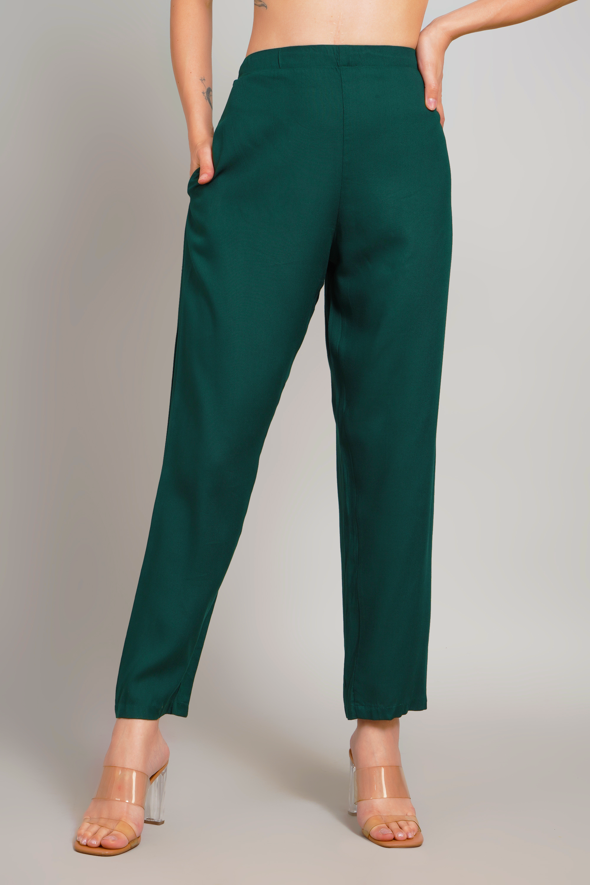 Sufiana Elegant Formal Dark Green Trouser for Women | Stylish Office & Casual Wear Pants