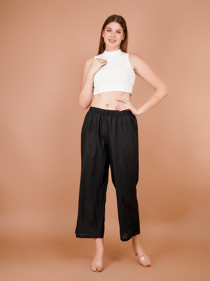 Black Rayon Palazzo for Women
