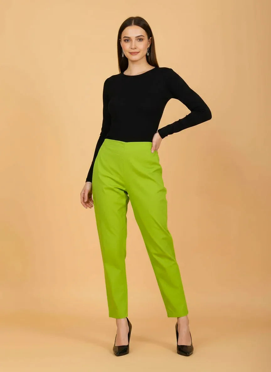 Sufiana Lime Green Trouser Pants For Women - Sufiana