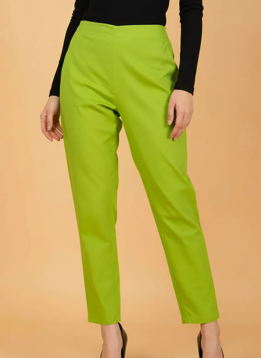 Sufiana Lime Green Trouser Pants For Women - Sufiana